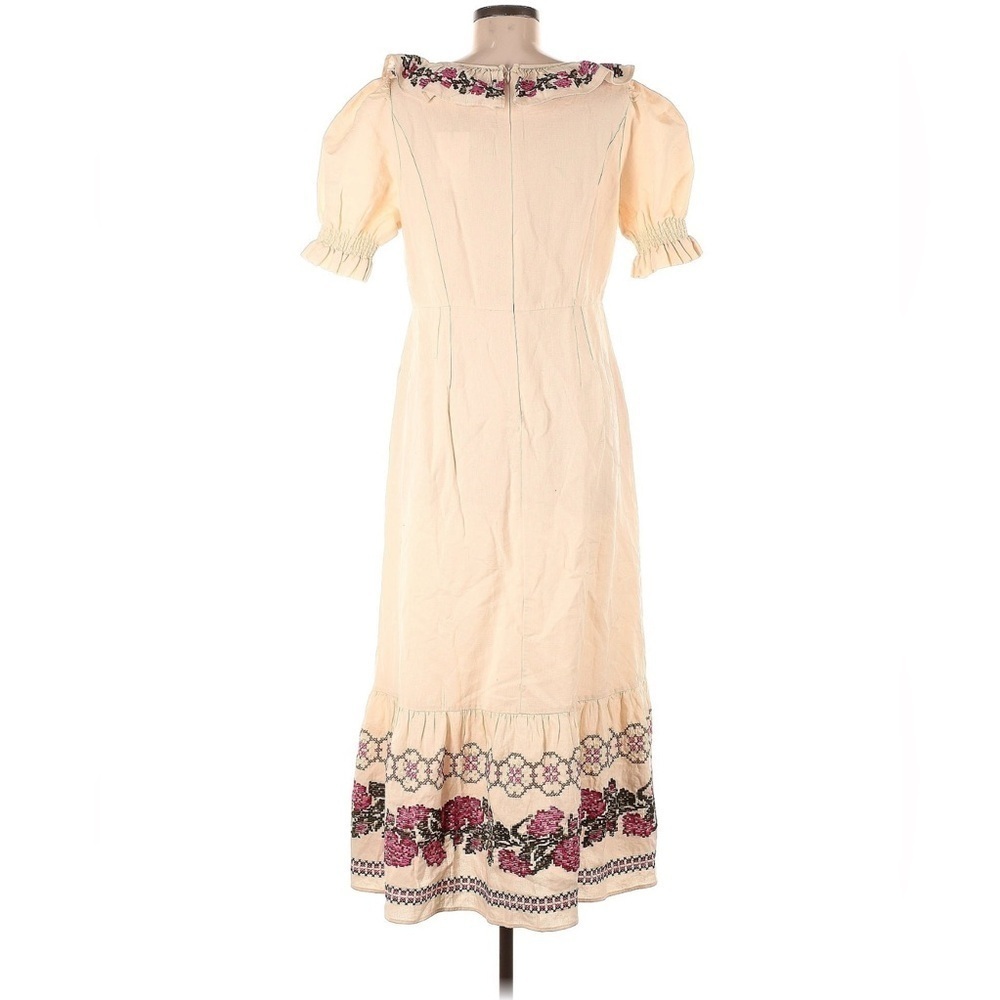 BEULAH LONDON 100% Linen Embroidered Modest Romantic Feminine Dress Size US8 NWT - Picture 5 of 7